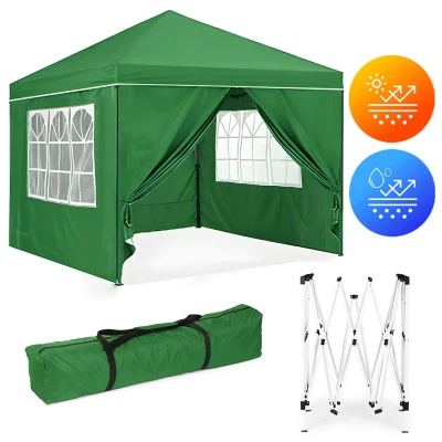 MultiGarden PAW-3X3-A-4W Záhradný skládací stan 3 x 3 m, 4 bočné steny, zelený