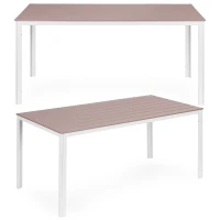 MultiGarden SAK-156-3-5 Záhradný stôl 156 x 78 cm, polywood, béžovo-biely