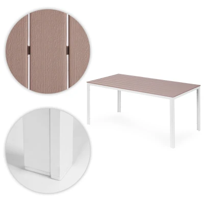 MultiGarden SAK-156-3-5 Záhradný stôl 156 x 78 cm, polywood, béžovo-biely