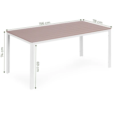 MultiGarden SAK-156-3-5 Záhradný stôl 156 x 78 cm, polywood, béžovo-biely