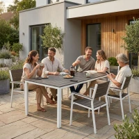 MultiGarden SAK-156 Záhradný stôl pre 6 osôb 156 x 78 cm, polywood, šedo-biely