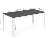 MultiGarden SAK-156 Záhradný stôl pre 6 osôb 156 x 78 cm, polywood, šedo-biely
