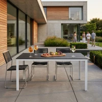 MultiGarden SAK-156 Záhradný stôl pre 6 osôb 156 x 78 cm, polywood, šedo-biely