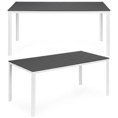 MultiGarden SAK-156 Záhradný stôl pre 6 osôb 156 x 78 cm, polywood, šedo-biely