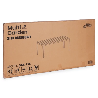 MultiGarden SAK-156 Záhradný stôl pre 6 osôb 156 x 78 cm, polywood, šedo-biely
