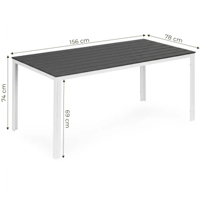 MultiGarden SAK-156 Záhradný stôl pre 6 osôb 156 x 78 cm, polywood, šedo-biely