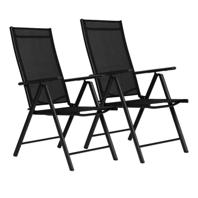 MultiGarden WR1652 Sada skládacích zahradních křesel, ocel, 7 poloh, 2 ks, černá