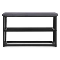 ModernHome TH-SCS-4 Botník s čalúnenou lavicou 80 cm, 2 police, čierny