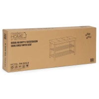 ModernHome TH-SCS-4 Botník s čalúnenou lavicou 80 cm, 2 police, čierny