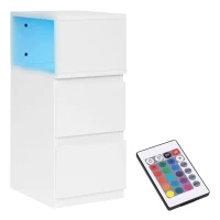 ModernHome TH-3TNS Noční stolek s integrovaným LED osvětlením, 2 zásuvky, bílý