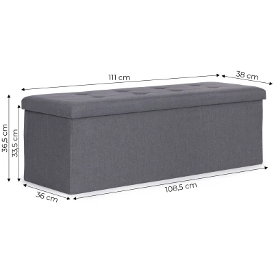 ModernHome TH-PO-7-4 Taburet s úložným priestorom 111 x 38 cm, svetlosivý