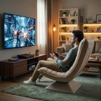 ModernHome TH-CL-3 Polohovateľné relaxačné kreslo, otočné, béžové