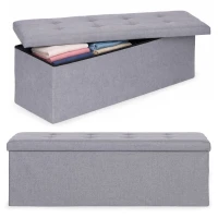 ModernHome TH-PO-6-4 Čalúnený taburet s úložným priestorom 111 x 38 cm, svetlošedý