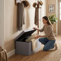 ModernHome TH-PO-6-4 Čalúnený taburet s úložným priestorom 111 x 38 cm, svetlošedý