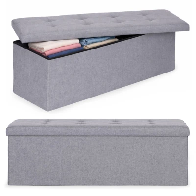 ModernHome TH-PO-6-4 Čalúnený taburet s úložným priestorom 111 x 38 cm, svetlošedý