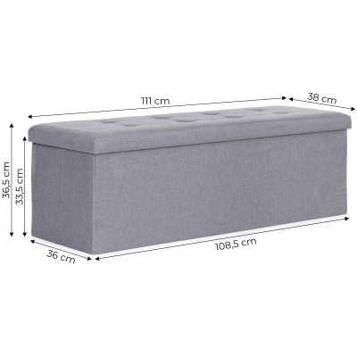 ModernHome TH-PO-6-4 Čalúnený taburet s úložným priestorom 111 x 38 cm, svetlošedý