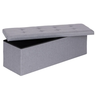 ModernHome TH-PO-6-4 Čalúnený taburet s úložným priestorom 111 x 38 cm, svetlošedý