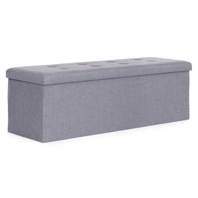 ModernHome TH-PO-6-4 Čalúnený taburet s úložným priestorom 111 x 38 cm, svetlošedý