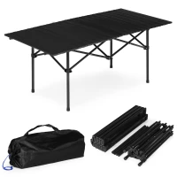 MultiGarden XLP150-120-1 Skládací kempingový stůl 120 x 55 cm s taškou, černý