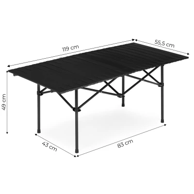 MultiGarden XLP150-120-1 Skládací kempingový stůl 120 x 55 cm s taškou, černý