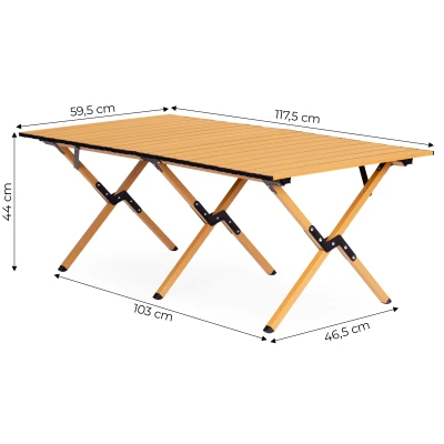 MultiGarden XLP130-14-2 Skládací kempingový stůl 120 x 60 cm s taškou, žlutý
