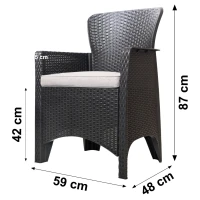 Bauerkraft H-058 Zahradní nábytek - 2 křesla s podsedáky, stolek, černý 