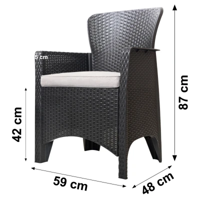 Bauerkraft H-058 Zahradní nábytek - 2 křesla s podsedáky, stolek, černý 
