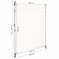 MultiGarden AW-039 Upínací výsuvný markíz s kľukou, výškovo nastaviteľný, 180 x 220 cm, béžový