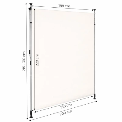 MultiGarden AW-039 Upínací výsuvný markíz s kľukou, výškovo nastaviteľný, 180 x 220 cm, béžový