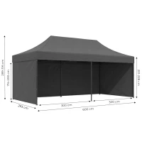 MultiGarden PAW-FGC Zahradní samorozkládací párty stan 3 x 6 m, šedý