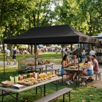 MultiGarden PAW-FGC Zahradní samorozkládací párty stan 3 x 6 m, černý 