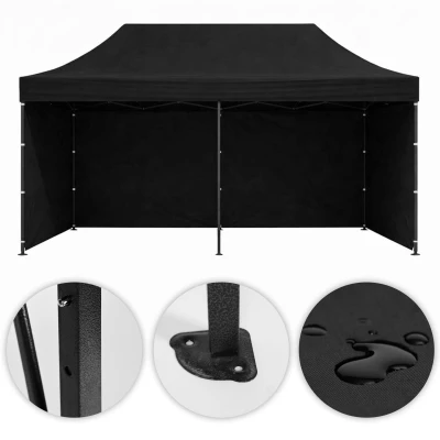 MultiGarden PAW-FGC Zahradní samorozkládací párty stan 3 x 6 m, černý 