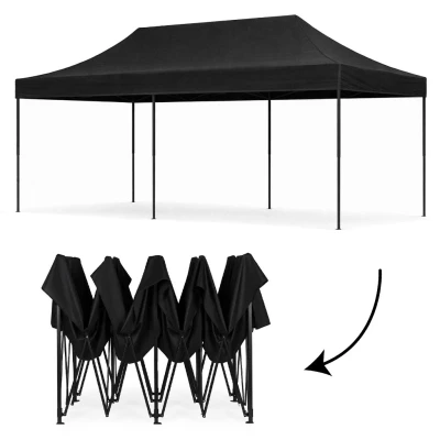 MultiGarden PAW-FGC Zahradní samorozkládací párty stan 3 x 6 m, černý 