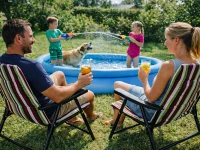 Verk 14644 Turistické skládací křeslo s polstrováním, pruhované, vícebarevné