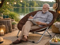 Verk 14645 Turistické skládací křeslo s polstrováním Moon Chair, hnědé