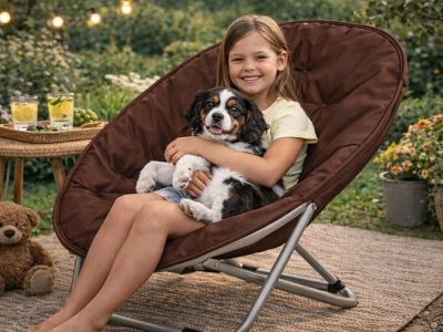 Verk 14645 Turistické skládací křeslo s polstrováním Moon Chair, hnědé