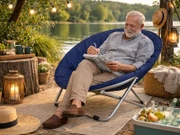 Verk 14645 Turistické skládací křeslo s polstrováním Moon Chair, modré
