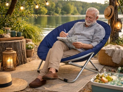 Verk 14645 Turistické skládací křeslo s polstrováním Moon Chair, modré