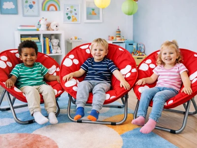 Verk 14648 Dětské skládací turistické křeslo Moon Chair 50 cm, červené