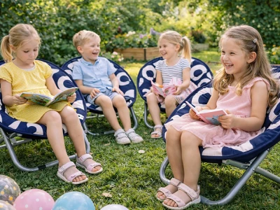 Verk 14648 Dětské skládací turistické křeslo Moon Chair 50 cm, modré