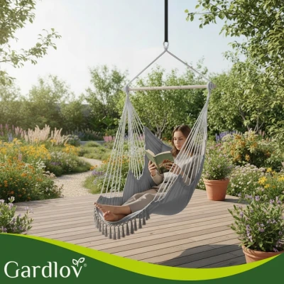 Gardlov 27387 Brazílsky závesný hojdací kreslo s vankúšmi 220 x 100 cm, sivé