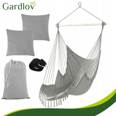 Gardlov 27387 Brazílsky závesný hojdací kreslo s vankúšmi 220 x 100 cm, sivé