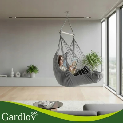 Gardlov 27387 Brazílsky závesný hojdací kreslo s vankúšmi 220 x 100 cm, sivé