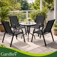 Gardlov 27566 Sada záhradných stoličiek, stohovateľné, 4 ks, čierne 