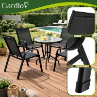Gardlov 27566 Sada záhradných stoličiek, stohovateľné, 4 ks, čierne 