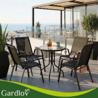 Gardlov 27566 Sada záhradných stoličiek, stohovateľné, 4 ks, čierne 