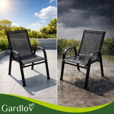 Gardlov 27566 Sada záhradných stoličiek, stohovateľné, 4 ks, čierne 