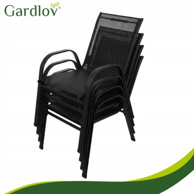 Gardlov 27566 Sada záhradných stoličiek, stohovateľné, 4 ks, čierne 