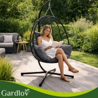Gardlov 27652 Zavesené hojdacie kreslo s vankúšmi 185 cm, nosnosť až 150 kg, čierne