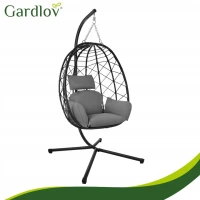 Gardlov 27652 Zavesené hojdacie kreslo s vankúšmi 185 cm, nosnosť až 150 kg, čierne